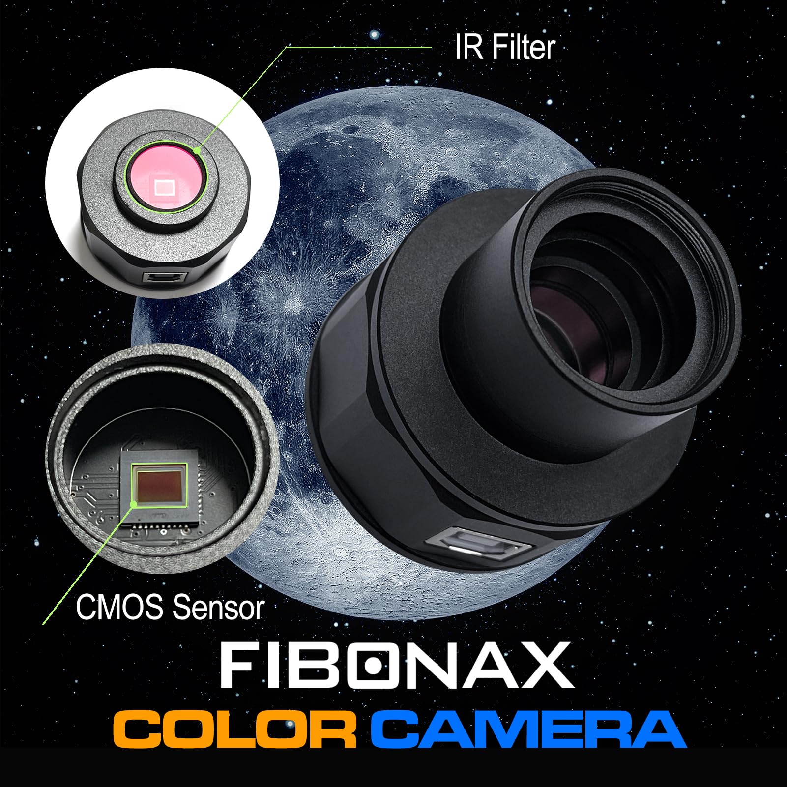 Fibonax Nova200 Telescope Camera,1920 * 1080 Pixels, Cmos Electronic Eyepiece For 1.25 Inch Telescope, Planetary Astronomy Camer